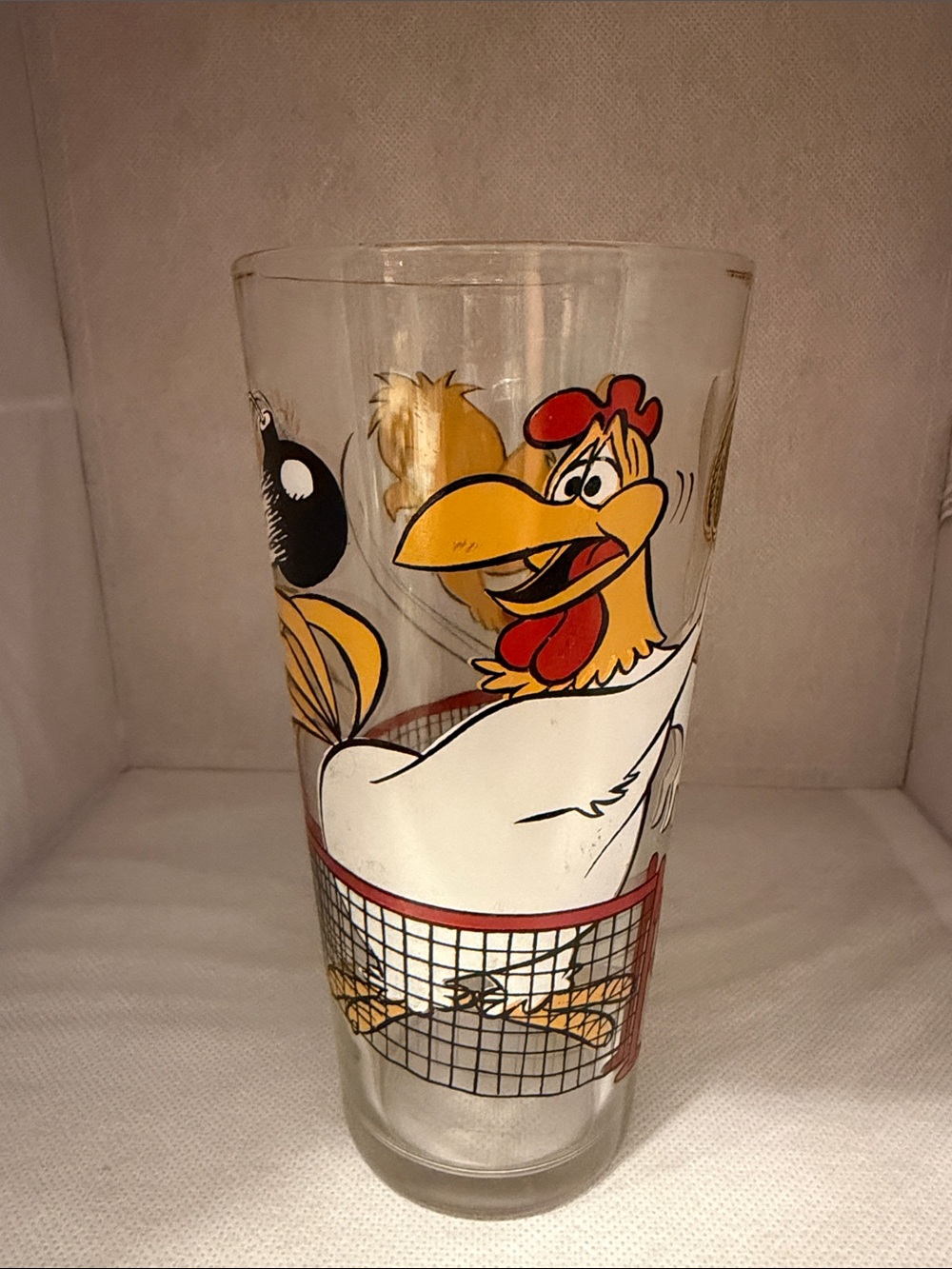 Pepsi Vintage Chicken Cartoon Glass with Red, Yellow, White Accents